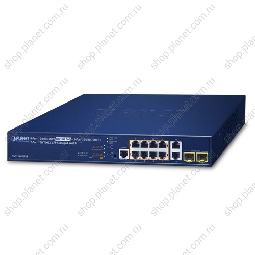 Коммутатор управляемый L2+, РоЕ 8 портов RJ45 10/100/1000 Мб/с, 2 комбо порта RJ-45/SFP 100/1000 Мб/с Коммутатор управляемый L2+, РоЕ 8 портов RJ45 10/100/1000 Мб/с, 2 комбо порта RJ-45/SFP 100/1000 Мб/с GS-5220-8P2T2S
