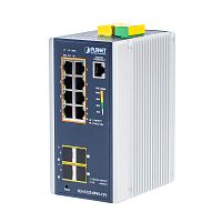IGS-5225-8P4S-12V Коммутатор промышленный управляемый L2+/L4, PoE+ 8 портов RJ45 10/100/1000 Мб/с, 2 порта SFP 100/1000 Мб/с, 2 порта SFP 2.5G, питание 12 В, крепление на DIN-рейку или стену