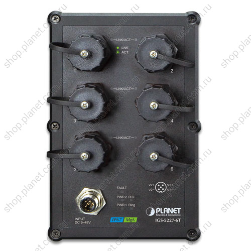 Коммутатор промышленный управляемый L2+, PoE+ 6 портов RJ45 10/100/1000 Мб/с, IP67, крепление на DIN-рейку или на стену фото 2 Коммутатор промышленный управляемый L2+, PoE+ 6 портов RJ45 10/100/1000 Мб/с, IP67, крепление на DIN-рейку или на стену IGS-5227-6T фото 2