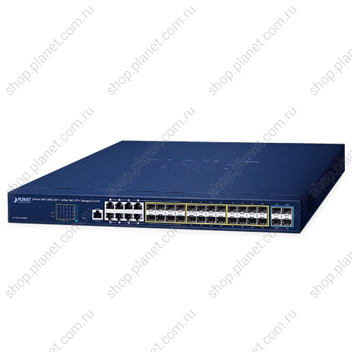 Коммутатор управляемый L2+, 24 порта SFP 100/1000 Мб/с, 4 порта SFP+ 10G, 8 комбо портов SFP/RJ45 10/100/1000 Мб/с GS-5220-16S8CR Коммутатор управляемый L2+, 24 порта SFP 100/1000 Мб/с, 4 порта SFP+ 10G, 8 комбо портов SFP/RJ45 10/100/1000 Мб/с