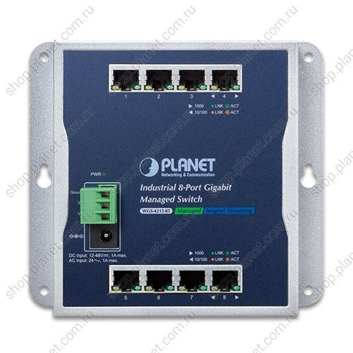 Коммутатор промышленный управляемый L2/L4, 8 портов RJ45 10/100/1000 Мб/с, настенный фото 2 Коммутатор промышленный управляемый L2/L4, 8 портов RJ45 10/100/1000 Мб/с, настенный WGS-4215-8T фото 2