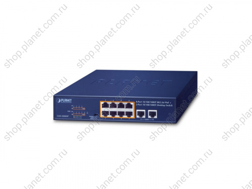 Коммутатор неуправляемый РоЕ 8 портов RJ45 10/100/1000 Мб/с, 2 порта RJ45 10/100/1000 Мб/с Коммутатор неуправляемый РоЕ 8 портов RJ45 10/100/1000 Мб/с, 2 порта RJ45 10/100/1000 Мб/с GSD-1008HP