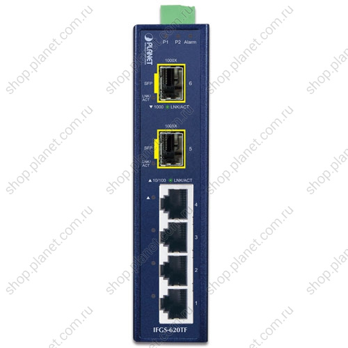 Коммутатор промышленный 4 порта RJ45 10/100 Мб/с, 2 порт SFP 1000 Мб/с фото 3 Коммутатор промышленный 4 порта RJ45 10/100 Мб/с, 2 порт SFP 1000 Мб/с IFGS-620TF фото 3