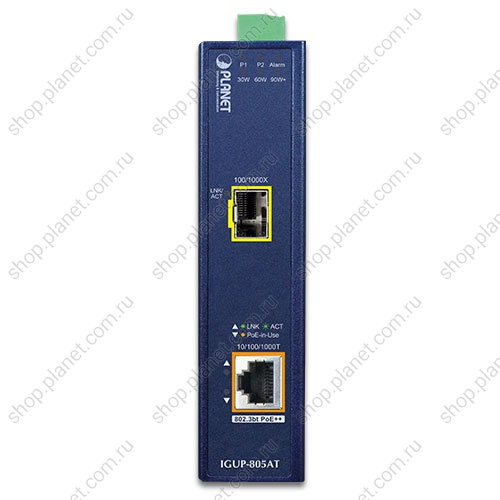 Медиаконвертер промышленный PoE++ с SFP портом 100/1000 Мб/с, RJ45 10/100/1000 Мб/с фото 2 Медиаконвертер промышленный PoE++ с SFP портом 100/1000 Мб/с, RJ45 10/100/1000 Мб/с IGUP-805AT фото 2
