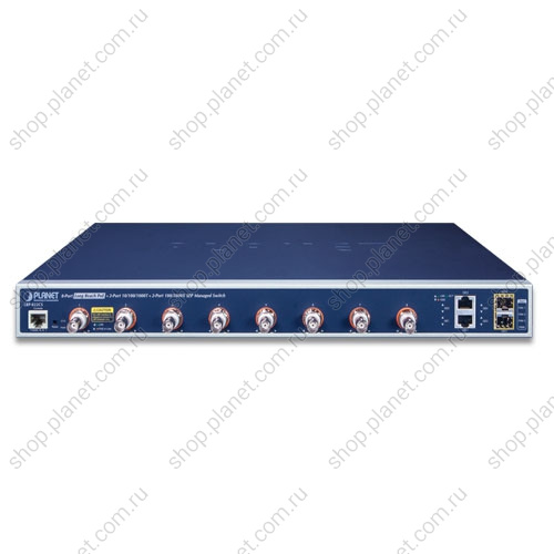 Коммутатор промышленный управляемый L2, PoE+ 8 портов BNC 100 Мб/с, 2 порта RJ45 10/100/1000 Мб/с, 2 порта SFP 100/1000 Мб/с Коммутатор промышленный управляемый L2, PoE+ 8 портов BNC 100 Мб/с, 2 порта RJ45 10/100/1000 Мб/с, 2 порта SFP 100/1000 Мб/с LRP-822CS
