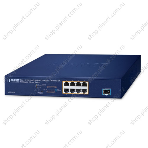 Коммутатор неуправляемый РоЕ 8 портов RJ45 10/100/1000 /2.5G, 1 порт SFP+ 10G Коммутатор неуправляемый РоЕ 8 портов RJ45 10/100/1000 /2.5G, 1 порт SFP+ 10G MGS-910XP
