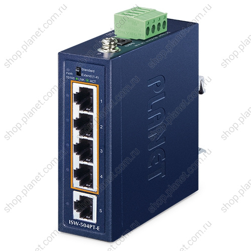 Коммутатор промышленный PoE, 5 портов RJ45 10/100 Мб/с, компактный Коммутатор промышленный PoE, 5 портов RJ45 10/100 Мб/с, компактный ISW-504PT-E