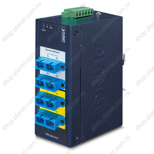 Коммутатор промышленный ByPass, 4 порта SC duplex 100/1000/10G/40G/100G, многомод, двухканальный Коммутатор промышленный ByPass, 4 порта SC duplex 100/1000/10G/40G/100G, многомод, двухканальный IFB-244-MSC