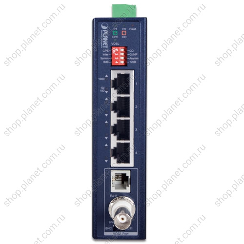 Промышленный VDSL конвертер Planet, 1 порт RJ-11/BNC, 4 порта 10/100/1000 Мбс RJ-45 фото 4 сетевое оборудование VDSL фото 4