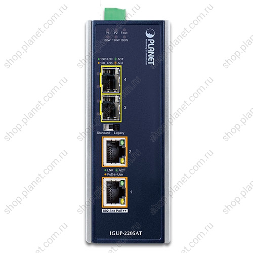Медиаконвертер промышленный PoE++ с 2 SFP портами 100/1000 Мб/с, 2 RJ45 10/100/1000 Мб/с фото 2 Медиаконвертер промышленный PoE++ с 2 SFP портами 100/1000 Мб/с, 2 RJ45 10/100/1000 Мб/с IGUP-2205AT фото 2