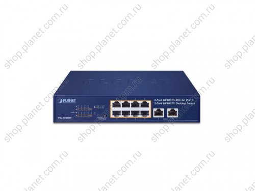 Коммутатор неуправляемый PoE 8 портов RJ45 10/100 Мб/с, 2 порта RJ45 10/100 Мб/с фото 3 Коммутатор неуправляемый PoE 8 портов RJ45 10/100 Мб/с, 2 порта RJ45 10/100 Мб/с FSD-1008HP фото 3