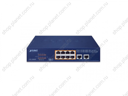 Коммутатор неуправляемый РоЕ 8 портов RJ45 10/100/1000 Мб/с, 2 порта RJ45 10/100/1000 Мб/с фото 3 Коммутатор неуправляемый РоЕ 8 портов RJ45 10/100/1000 Мб/с, 2 порта RJ45 10/100/1000 Мб/с GSD-1008HP фото 3