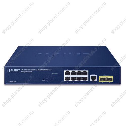 Коммутатор управляемый L2, 2 порта SFP 100/1000 Мб/с, 8 портов RJ45 10/100/1000 Мб/с фото 2 GS-4210-8T2S Коммутатор управляемый L2, 2 порта SFP 100/1000 Мб/с, 8 портов RJ45 10/100/1000 Мб/с фото 2