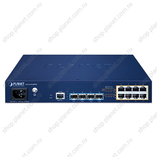 Коммутатор управляемый L3, стекируемый, PoE 8 портов RJ45 1000 Мб/с, 4 порта SFP+ 10G фото 2 Коммутатор управляемый L3, стекируемый, PoE 8 портов RJ45 1000 Мб/с, 4 порта SFP+ 10G SGS-6310-8P4X фото 2