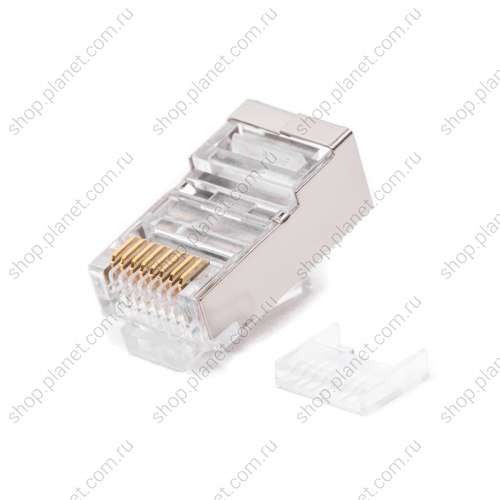 Вилка RJ-45, 8P8C кат.5 для одножильного кабеля cо вставкой, экранированная Вилка RJ-45, 8P8C кат.5 для одножильного кабеля cо вставкой, экранированная TPS5-8P8C-S