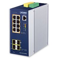 IGS-5225-8P4S Коммутатор промышленный управляемый L2+, PoE+ 8 портов RJ45 10/100/1000, 4 порта SFP 100/1000 Мб/с, крепление на DIN-рейку или на стену