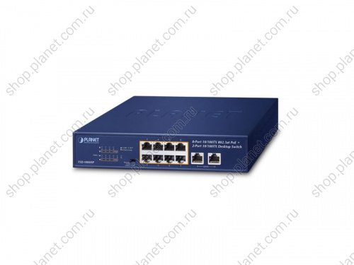 Коммутатор неуправляемый PoE 8 портов RJ45 10/100 Мб/с, 2 порта RJ45 10/100 Мб/с Коммутатор неуправляемый PoE 8 портов RJ45 10/100 Мб/с, 2 порта RJ45 10/100 Мб/с FSD-1008HP