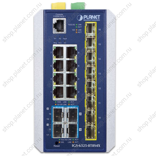 Коммутатор промышленный управляемый L3, 8 портов RJ45 10/100/1000 Мб/с, 8 SFP 1000/2.5G, 4 порта SFP+ 10G фото 2 Коммутатор промышленный управляемый L3, 8 портов RJ45 10/100/1000 Мб/с, 8 SFP 1000/2.5G, 4 порта SFP+ 10G IGS-6325-8T8S4X фото 2