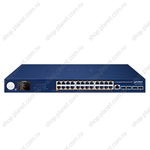 Коммутатор управляемый L3, PoE 24 порта RJ45 10/100/1000 Мб/с, 4 порта SFP+ 10G, с ЖК дисплеем фото 2 Коммутатор управляемый L3, PoE 24 порта RJ45 10/100/1000 Мб/с, 4 порта SFP+ 10G, с ЖК дисплеем GS-6311-24P4XV фото 2