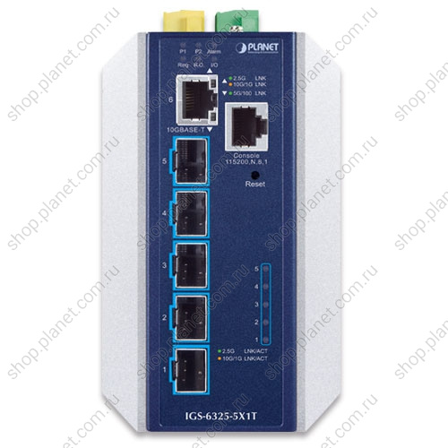 Коммутатор промышленный управляемый L3,5 портов SFP+ 10G , 1 порт RJ45 100/1G/2.5G/5G/10G фото 2 Коммутатор промышленный управляемый L3,5 портов SFP+ 10G , 1 порт RJ45 100/1G/2.5G/5G/10G IGS-6325-5X1T фото 2
