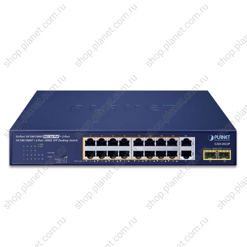 Коммутатор неуправляемый РоЕ 16 портов RJ45 10/100/1000 Мб/с, 2 порта 10/100/1000 Мб/с, 2 порта SFP 1000 Мб/с фото 2 Коммутатор неуправляемый РоЕ 16 портов RJ45 10/100/1000 Мб/с, 2 порта 10/100/1000 Мб/с, 2 порта SFP 1000 Мб/с GSD-2022P фото 2
