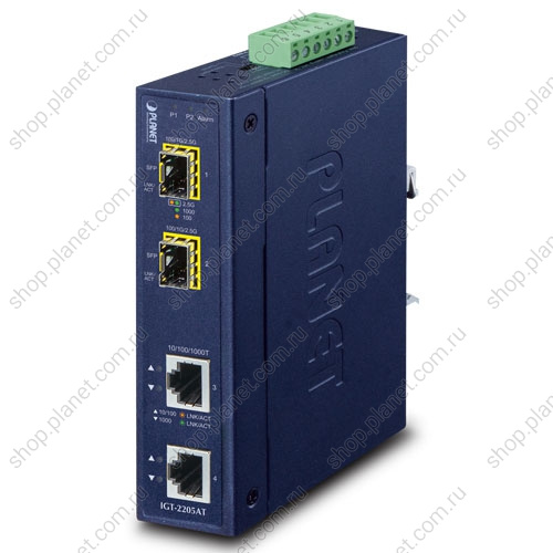 Медиаконвертер промышленный с 2 SFP портами 100/1000/2.5G, 2 RJ45 10/100/1000 Мб/с Медиаконвертер промышленный с 2 SFP портами 100/1000/2.5G, 2 RJ45 10/100/1000 Мб/с IGT-2205AT