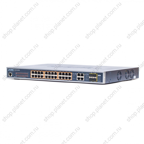 Коммутатор управляемый L2, РоЕ 24 порта RJ45 10/100/1000 Мб/с, 4 комбо порта RJ45/SFP 1000 Мб/с Коммутатор управляемый L2, РоЕ 24 порта RJ45 10/100/1000 Мб/с, 4 комбо порта RJ45/SFP 1000 Мб/с GS-4210-24PL4C