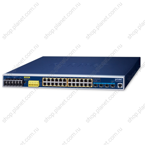 Коммутатор промышленный управляемый L3, PoE++ 24 порта RJ45 10/100/1000 Мб/с, 4 слота SFP+ 10G Коммутатор промышленный управляемый L3, PoE++ 24 порта RJ45 10/100/1000 Мб/с, 4 слота SFP+ 10G IGS-6325-24UP4X