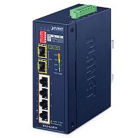 IFGS-624PTF Коммутатор промышленный PoE+ 4 порта RJ45 10/100 Мб/с, 2 порта SFP 1000 Мб/с, на DIN-рейку