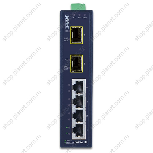 Коммутатор промышленный 4 порта RJ45 10/100 Мб/с, 2 порта SFP 100 Мб/с фото 2 Коммутатор промышленный 4 порта RJ45 10/100 Мб/с, 2 порта SFP 100 Мб/с ISW-621TF фото 2